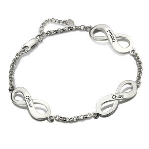 Personalized Triple Infinity Name Bracelet Sterling Silver