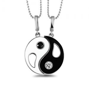 Custom Yin Yang Necklace with 2 Pendants & Birthstones