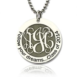 Follow Your Dreams Monogram Round Necklace Sterling Silver