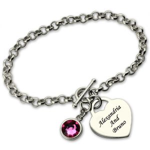 Personalized Insporational Charm Bracelet with Birthstone