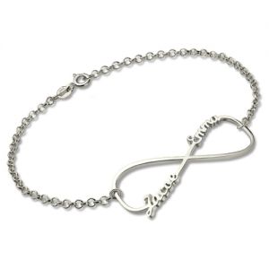 Infinity Double Names Bracelet In Sterling Silver