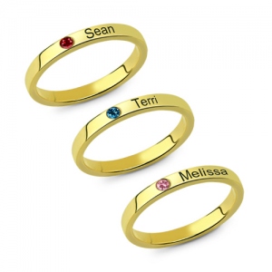 Mother's Stackable Name Ring With Birthstone UK Size