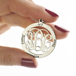 Monogram Necklace Stamped 4 Names for Grandma