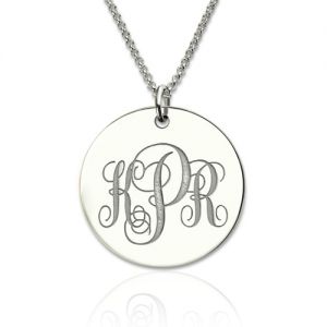 Engravable Disc Monogram Initials Necklace Sterling Silver