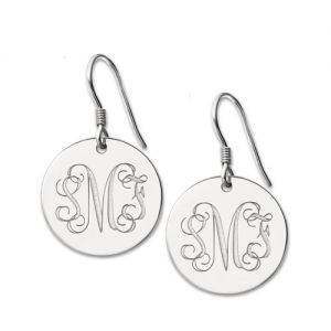 Disc Signet Monogrammed Earrings Sterling Silver