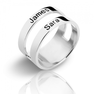 Customized Engraved Two Names Ring Sterling Silver