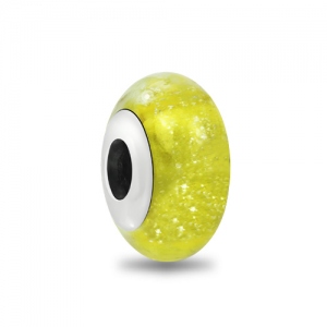 Yellow Ice Crystal Murano Glass Bead