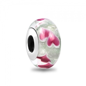 Pink Hearts Murano Charm