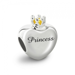 Engraved Birthstone Crown Charm Sterling Sliver