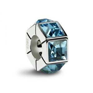 Aquamarine Hexagon Bead Charm