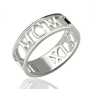 Custom Sterling Silver Roman Numerals Ring