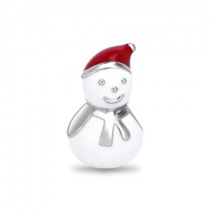 Silver Playful Snow Man Charm