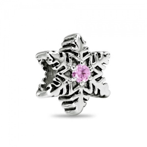 Sterling Silver Snowflake Charm with Birthstone