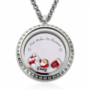 Circle Engraved Christmas Locket Stainless Steel