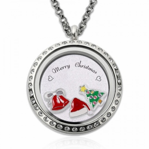 Custom Circle Christmas Floating Locket Stainless Steel