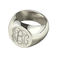 Engravable Signet Radiant Monogram Ring Sterling Silver