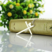 Personalized Silver Cross Name Necklace with Heart