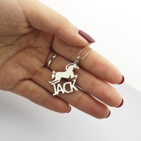 Personalized Horse Name Necklace for Kids Silver