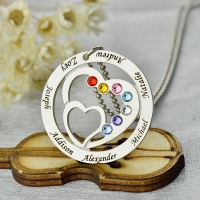 Mom's Heart in Heart Necklace with Kids Names 60% Off