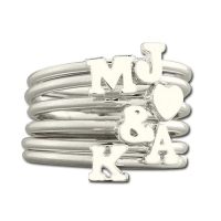 Unique Hers Stacking Rings with Heart & Initials