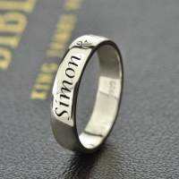 Personalized Anniversary Ring Sterling Silver Engraved Names