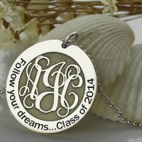 Follow Your Dreams Monogram Round Necklace Sterling Silver