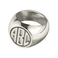 Personalized Signet Ring with Block Monogram Sterling Silver