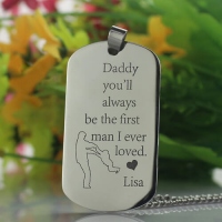 Titanium Steel Father's Love Dog Tag Name Necklace