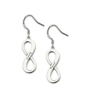 Engraved Infinity Symbol Earrings Sterling Silver