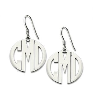 Personalized Block Monogram Earrings Sterling Silver