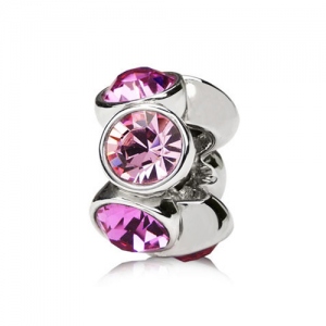 six round rose and pink birthstone charm