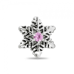 Sterling Silver Snowflake Charm with Birthstone