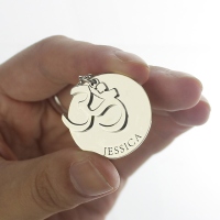 Om Disc Yoga Name Necklace Sterling Silver