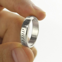 Personalized Anniversary Ring Sterling Silver Engraved Names