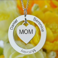 Family Names Necklace For Mom Sterling Silver