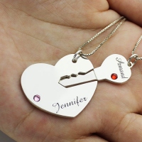  Key to My Heart Name Necklace With Birthstone