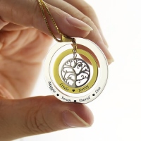 Circle Family Tree with Family Member's Names Necklace