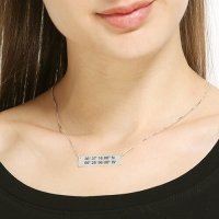 Custom Silver Latitude Longitude Coordinates Address Necklace