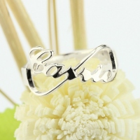 Personalized Infinity Nameplate Ring Carrie Style Sterling Silver