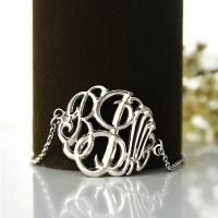 Sterling Silver Monogram Bracelet Hand-painted