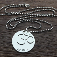 Om Disc Yoga Name Necklace Sterling Silver