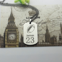 Titanium Steel Man's Dog Tag Rugby Name Necklace