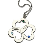 Mother's Day Triple Heart Necklace with Names & Birthstones