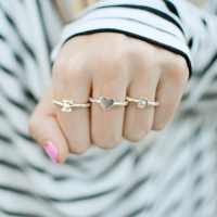 Unique Hers Stacking Rings with Heart & Initials