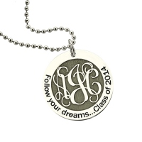 Follow Your Dreams Monogram Round Necklace Sterling Silver