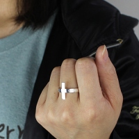 Engraved Name Cross Ring Sterling Silver