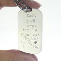 Titanium Steel Father's Love Dog Tag Name Necklace