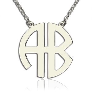 Personalized Silver Two Initial Block Monogram Pendant