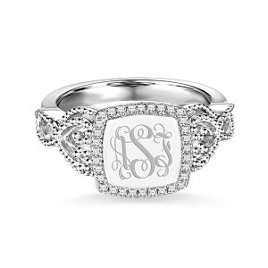 Women's Engraved Classic Monogram Ring