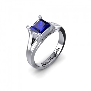 Custom Princess Cut Birthstone Ring Sterling Silver